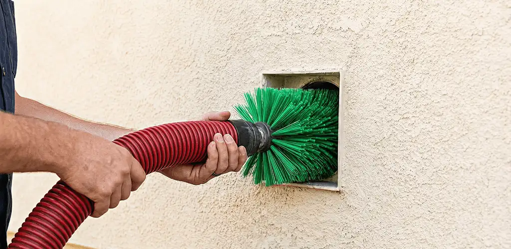 Air duct cleaning brush removing debris from a vent opening in Bradenton, FL