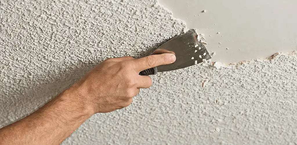 Popcorn ceiling removal scraping off textured ceiling finish in Bradenton, FL