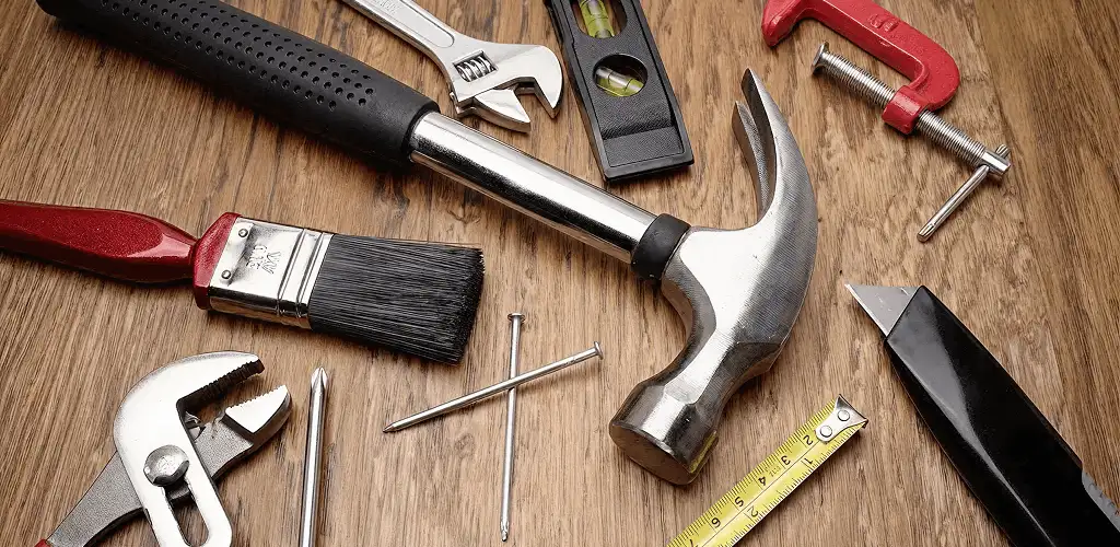 Handyman tools laid out for home repair and maintenance work in Bradenton, FL