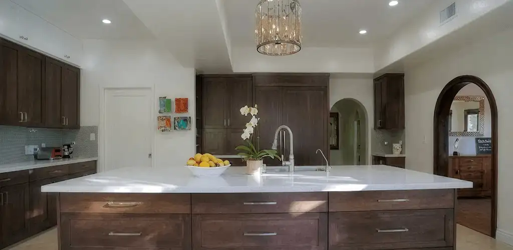 Cabinet refacing project with updated kitchen cabinets and island in Bradenton, FL