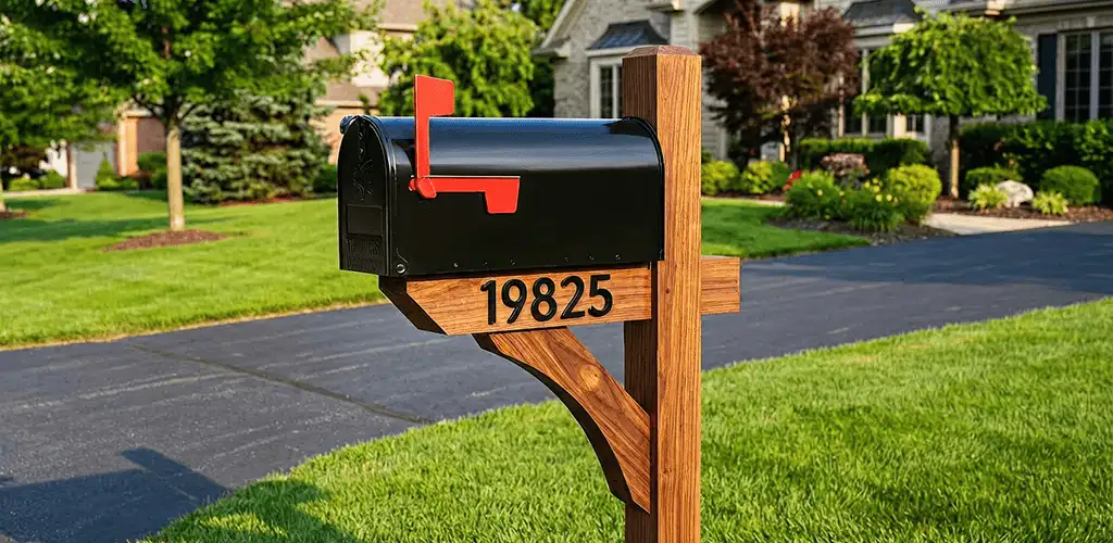 New mailbox installation with post and address number for a home in Bradenton, FL