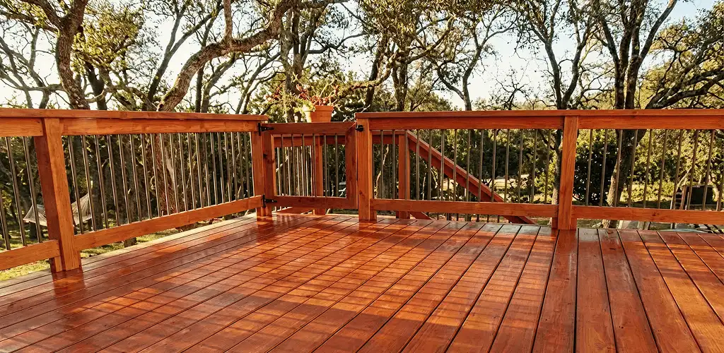 Deck sealing results with a freshly sealed wood deck in Bradenton, FL